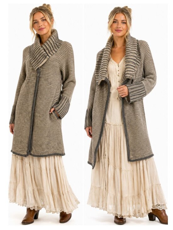 Elisabetta Sweaters - Elisabetta Grey Alapa Wool Zip Sweater Cardigan size large